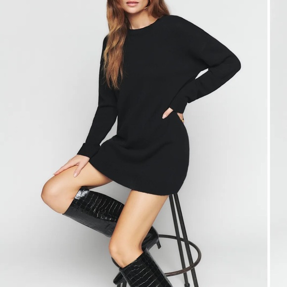 Reformation Henrietta Cashmere Dress Black - Size L
